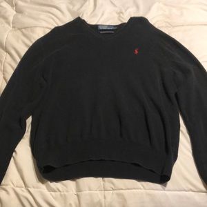 Unisex XL Black Sweater with Red Polo Logo on the chest.